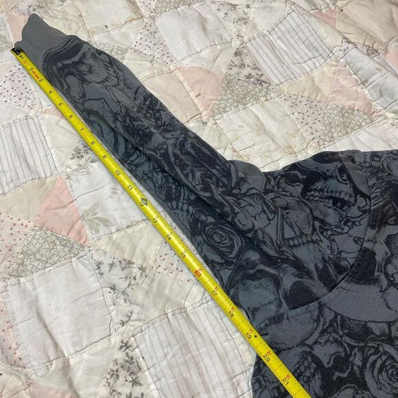 faded glory vintage y2k oversized skull print fleece lined hoodie medium - Picture 6 of 7